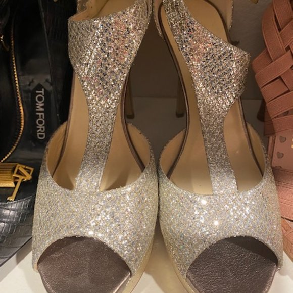 Jimmy Choo Gold Heels - Picture 1 of 7